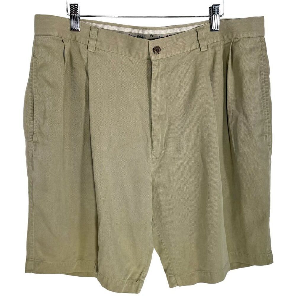 Tommy Bahama Silk Linen Pleated Chino Shorts Khaki Size 38